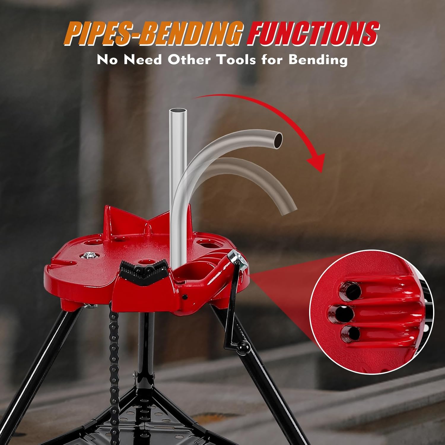 Tripod Pipe Chain Vise Stand, 1/8" -6" Capacity, Long-lasting Pipe Stand with Foldable Steel Legs for Pipe Cutting & Bending & Threading, for Pipefitters, Plumbers - Image 6