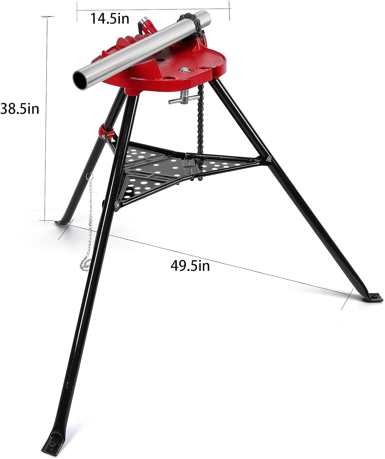 Tripod Pipe Chain Vise Stand, 1/8" -6" Capacity, Long-lasting Pipe Stand with Foldable Steel Legs for Pipe Cutting & Bending & Threading, for Pipefitters, Plumbers - Image 8
